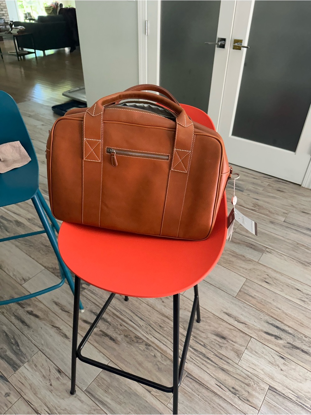 Men's Leather Travel Briefcase Bag - Brown